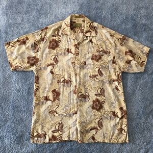 Novin Casual Button Down Shirt Tropical Design
